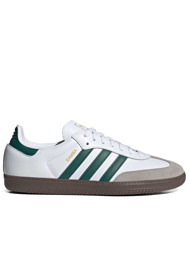 Adidas - Buty adidas Originals Samba OG JH8797 - białe. Okazja: na co dzień. Zapięcie: sznurówki. Kolor: biały. Materiał: guma, zamsz, skóra, syntetyk. Szerokość cholewki: normalna
