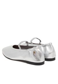 TOMMY HILFIGER - Tommy Hilfiger Baleriny Silver Lth Ellastic Ballerina FW0FW09466 Srebrny. Kolor: srebrny. Materiał: skóra #4