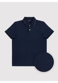 Pako Lorente - PAKO LORENTE - Granatowy t-shirt polo na guziczki. Okazja: na co dzień. Typ kołnierza: polo. Kolor: niebieski, oliwkowy. Materiał: bawełna, poliester. Sezon: jesień. Styl: casual #5
