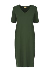 Ochnik - Krótka bawełniana zielona sukienka. Kolor: zielony. Materiał: bawełna. Długość rękawa: krótki rękaw. Długość: mini