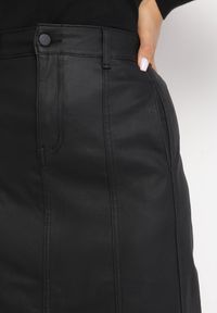 Born2be - Czarna Spódnica Maxi z Ekoskóry z Wsuwanymi Kieszeniami Ademaro. Kolor: czarny #5