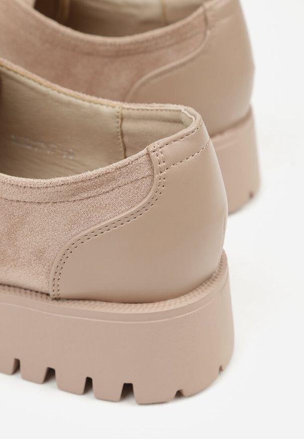 Born2be - Ciemnobeżowe Sznurowane Półbuty Mokasyny w Żeglarskim Stylu Charnys. Okazja: na co dzień, na spacer. Kolor: beżowy. Materiał: jeans. Styl: klasyczny, casual