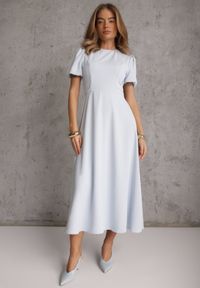 Renee - Niebieska Rozkloszowana Sukienka Koktajlowa VICES na Krótki Rękaw Nessesha. Okazja: na randkę, na wesele, na ślub cywilny. Kolor: niebieski. Długość rękawa: krótki rękaw. Styl: wizytowy. Długość: mini #2