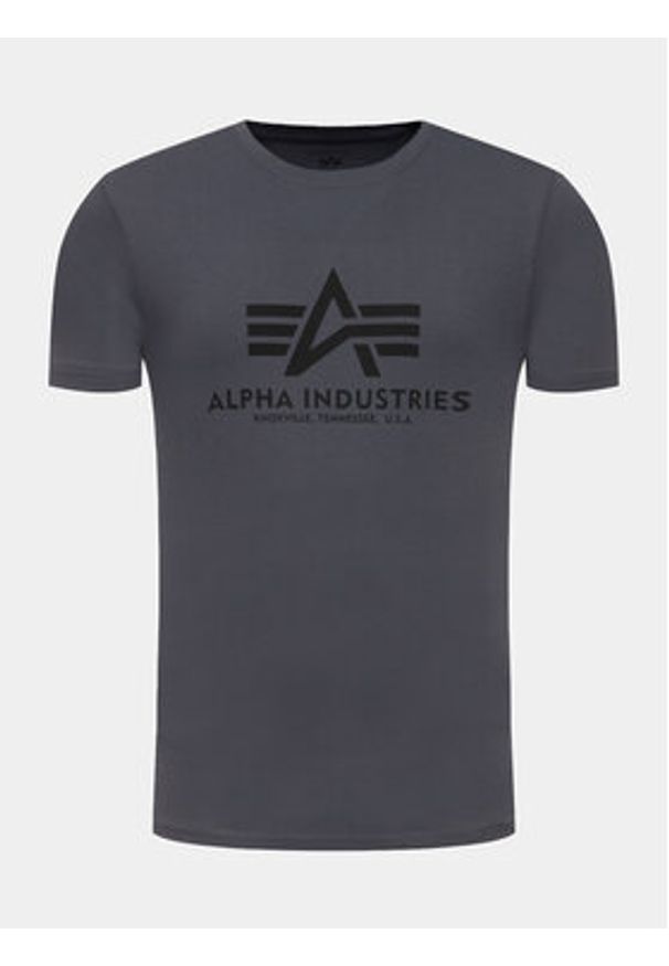 Alpha Industries T-Shirt Basic 100501 Szary Regular Fit. Kolor: czarny. Materiał: bawełna