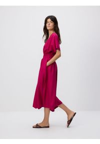Reserved - Sukienka z lnem - fuksja. Kolor: różowy. Materiał: len #1