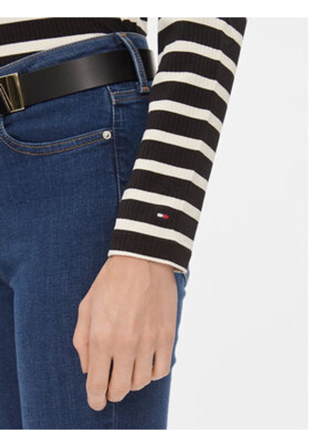 TOMMY HILFIGER - Tommy Hilfiger Bluzka WW0WW40592 Czarny Slim Fit. Kolor: czarny. Materiał: wiskoza
