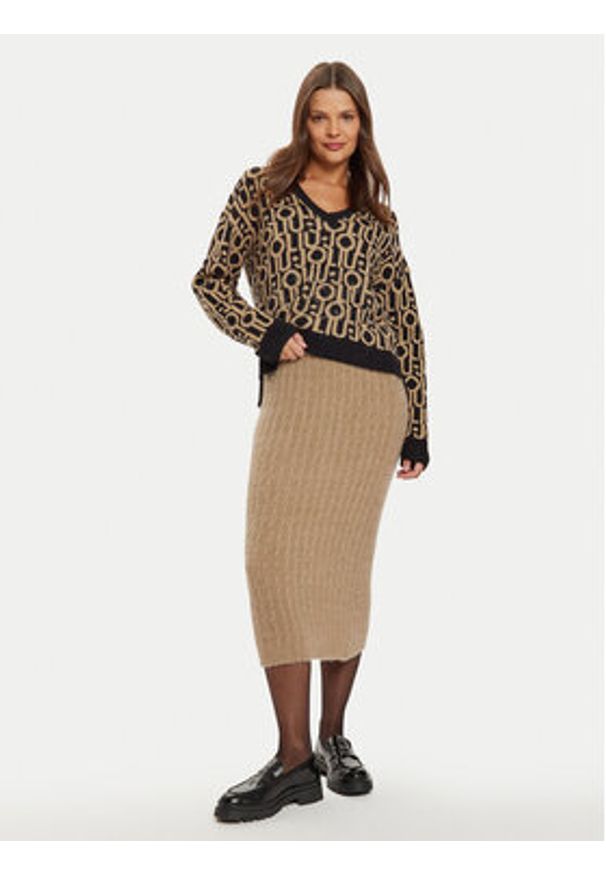 Liu Jo Sweter WF4436 MA30P Brązowy Regular Fit. Kolor: brązowy. Materiał: syntetyk