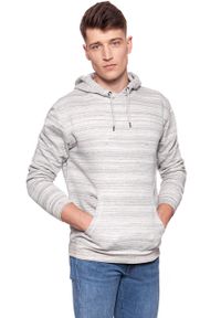 Lee - BLUZA MĘSKA LEE HOODIE GREY MELE L81XHH37. Kolor: szary. Wzór: paski