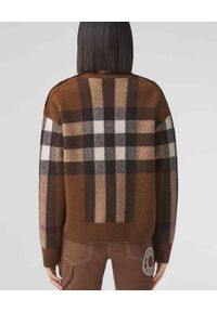 Burberry - BURBERRY - Sweter z wełny i kaszmiru. Kolor: brązowy. Materiał: kaszmir, wełna. Wzór: kratka. Styl: klasyczny
