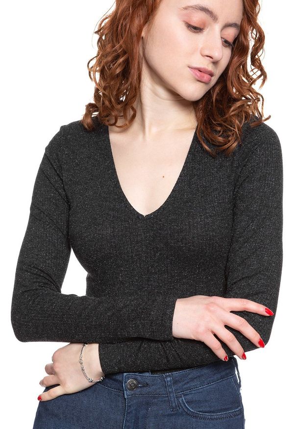 Lee - DAMSKI SWETER LEE V-NECK BODY BLACK L41QWD01 112109140