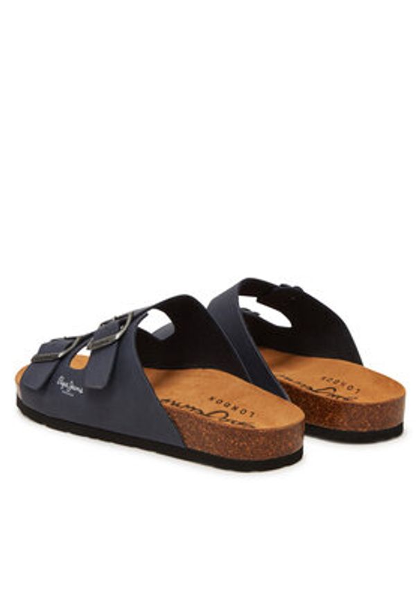 Pepe Jeans Klapki PMS90110 Granatowy. Kolor: niebieski. Materiał: skóra