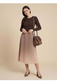 Sinsay - Plisowana spódnica midi ombre - beżowy. Kolor: beżowy #1