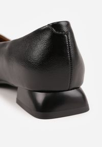 Born2be - Czarne Czółenka na Niskim Obcasie z Elegancką Aplikacją i Skórzaną Wkładką Cezaline. Okazja: na co dzień, do pracy, na spotkanie biznesowe. Kolor: czarny. Materiał: skóra. Wzór: aplikacja. Obcas: na obcasie. Styl: elegancki. Wysokość obcasa: niski #3