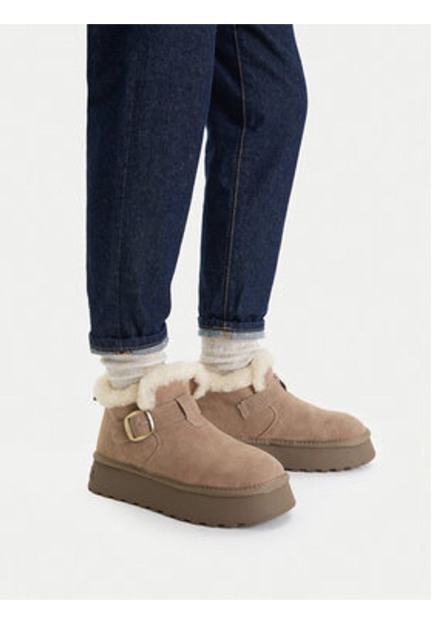Badura Śniegowce EO-CALI-TS6287-01 Beżowy. Kolor: beżowy. Materiał: zamsz, skóra