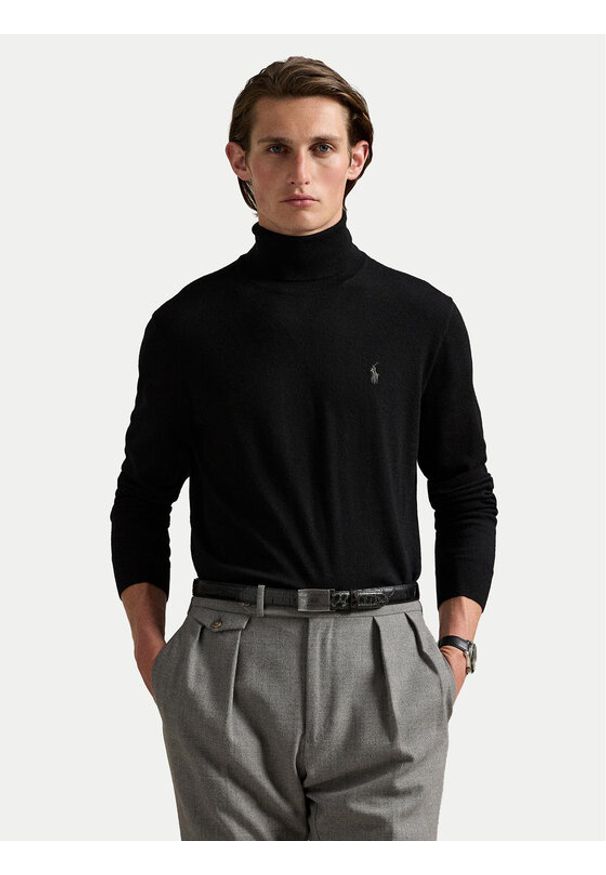 Polo Ralph Lauren Golf 710946145002 Czarny Regular Fit. Typ kołnierza: golf, polo. Kolor: czarny. Materiał: wełna