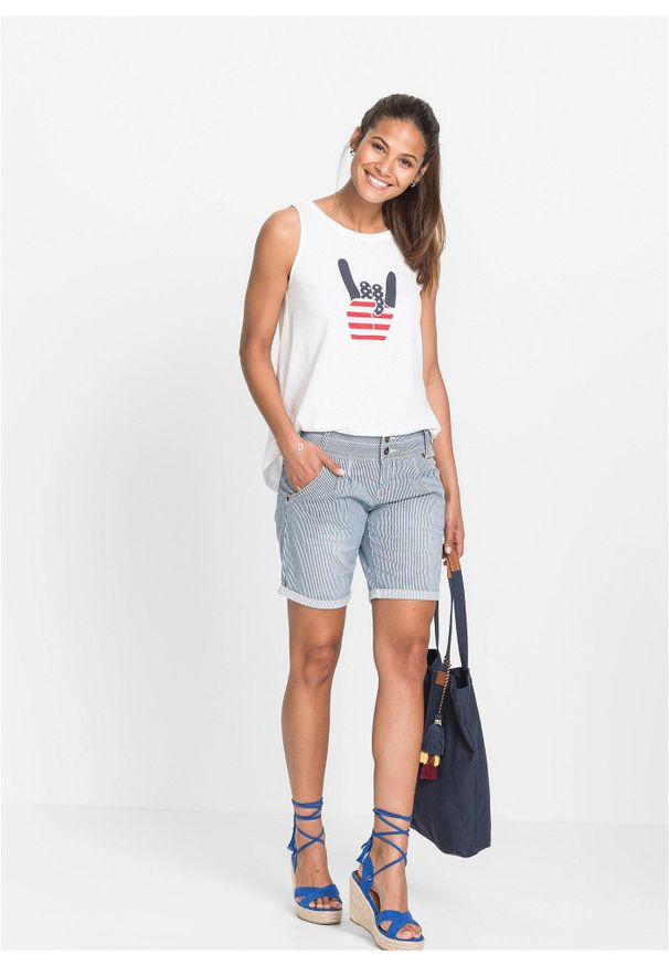 bonprix - Krótkie spodenki dżinsowe. Kolor: niebieski. Długość: krótkie