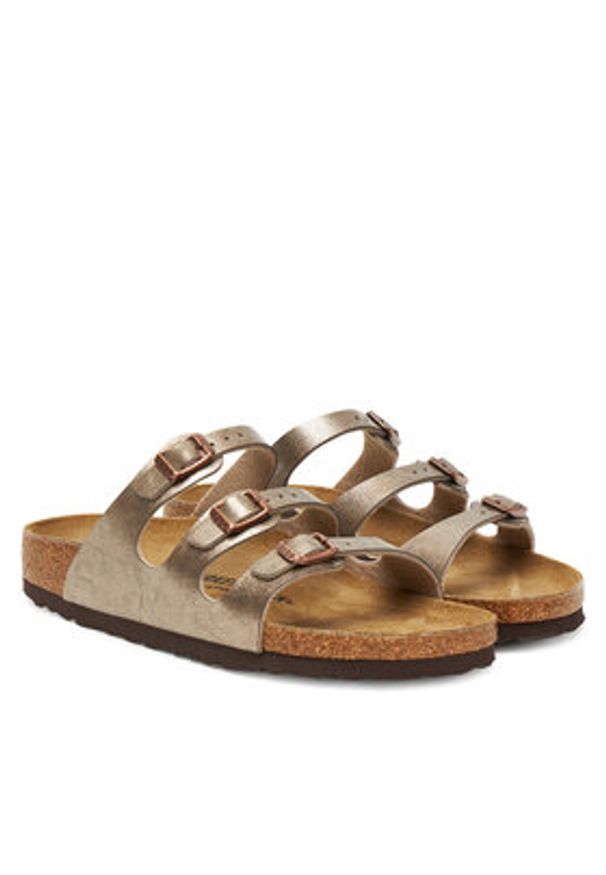Birkenstock Klapki Florida 1030352 Złoty. Kolor: złoty. Materiał: skóra