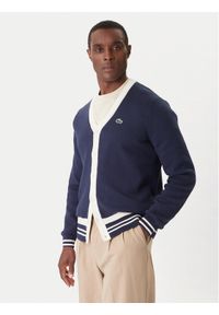 Lacoste Kardigan AH7725 Granatowy Regular Fit. Kolor: niebieski. Materiał: bawełna