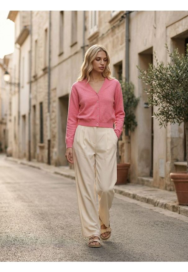 Sinsay - Klasyczny kardigan zapinany na guziki - różowy. Kolor: różowy. Styl: klasyczny