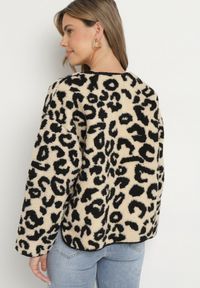 Born2be - Beżowa Panterkowa Futrzana Kurtka z Kieszeniami Sewilaine. Okazja: na co dzień. Kolor: beżowy. Materiał: futro. Styl: casual, elegancki #7