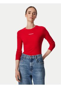 Tommy Jeans Bluzka Classic Logo DW0DW23248 Czerwony Slim Fit. Kolor: czerwony. Materiał: bawełna #1