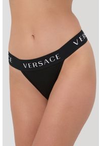 VERSACE - Versace Stringi kolor czarny. Kolor: czarny