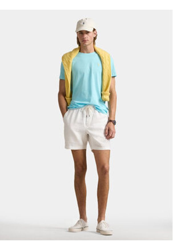 Polo Ralph Lauren T-Shirt 710671438407 Błękitny Slim Fit. Typ kołnierza: polo. Kolor: niebieski. Materiał: bawełna
