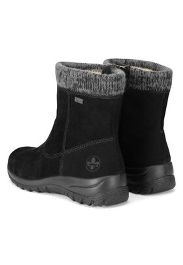 Rieker Botki L7165-00 Czarny. Kolor: czarny. Materiał: skóra, zamsz