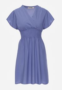 Renee - Granatowa Sukienka z Wiskozy Jadith. Okazja: na co dzień. Kolor: niebieski. Wzór: gładki. Typ sukienki: kopertowe. Materiał: wiskoza. Długość rękawa: krótki rękaw. Sezon: lato. Styl: casual. Długość: mini #7