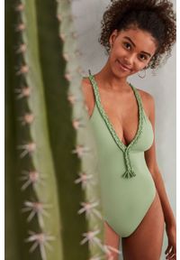 Women Secret - women'secret strój kąpielowy Formentera kolor zielony miękka miseczka. Kolor: zielony