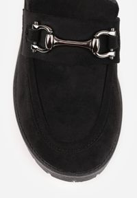 Born2be - Czarne Półbuty w Stylu Mokasynów na Słupku i Niskiej Platformie z Klamerką Nardica. Kolor: czarny. Materiał: jeans. Wzór: aplikacja. Obcas: na platformie. Styl: elegancki, klasyczny #8