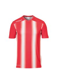 UHLSPORT - Vintage koszulka dziecięca Uhlsport Stripe 2.0. Typ kołnierza: dekolt w kształcie V. Kolor: czerwony, biały, wielokolorowy. Materiał: poliester. Sport: fitness, piłka nożna