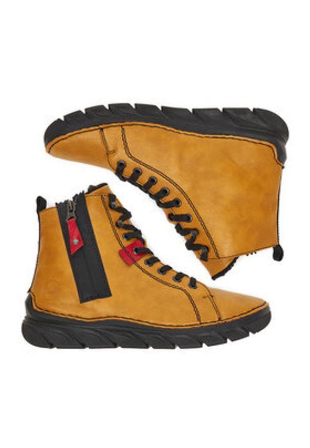 Rieker Trzewiki CEO-55024-68 Żółty. Kolor: żółty. Materiał: syntetyk, materiał