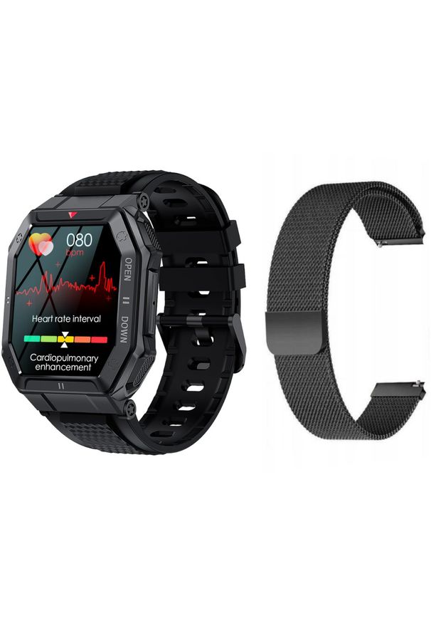 Nowy Smartwatch GlacierX Trail Black + Bransoleta mesh GX-TC55 BM. Rodzaj zegarka: smartwatch. Materiał: mesh