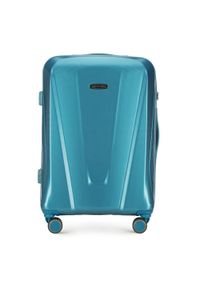 Wittchen - Średnia walizka z polikarbonu geometryczna. Kolor: niebieski. Materiał: guma. Wzór: geometria #1