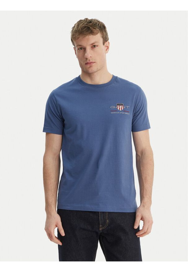 GANT - Gant T-Shirt Archive Shield 2067004 Niebieski Regular Fit. Kolor: niebieski. Materiał: bawełna
