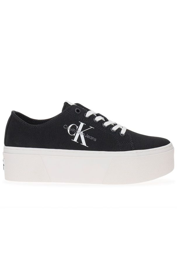 Buty Calvin Klein Vulc Flatform+ Cupsole Low YW0YW01033-BDS - czarne. Okazja: na co dzień. Kolor: czarny. Materiał: materiał, guma. Szerokość cholewki: normalna. Obcas: na platformie