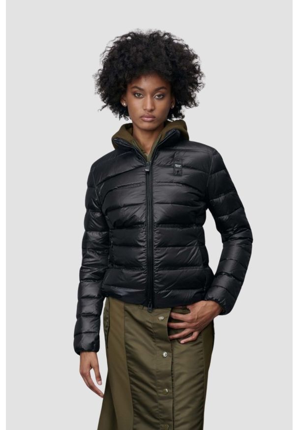 Blauer USA - BLAUER Czarna damska kurtka bez kaptura Georgia Short Jackets, Rozmiar S. Typ kołnierza: bez kaptura. Kolor: czarny. Materiał: puch, poliamid. Styl: elegancki