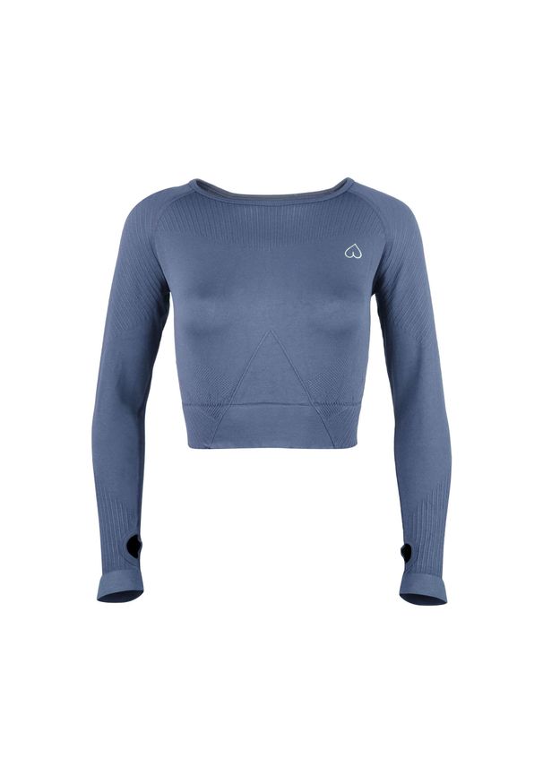 BESHAPED - Longsleeve fitness damski Beshaped Femme Force bezszwowy. Kolor: niebieski. Materiał: nylon. Sport: fitness