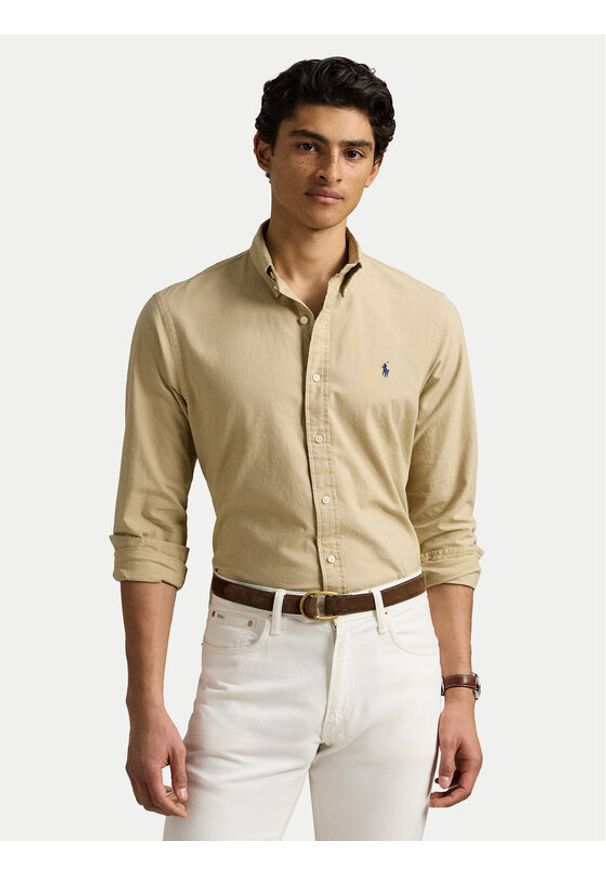 Polo Ralph Lauren Koszula 710960643 Beżowy Regular Fit. Typ kołnierza: polo. Kolor: beżowy. Materiał: bawełna