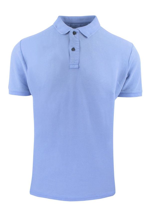 Koszulka Polo, Męska - Adriano Guinari - Zgaszony Błękit. Typ kołnierza: polo. Kolor: niebieski. Materiał: bawełna. Styl: klasyczny