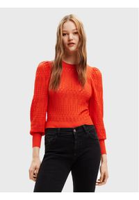 Desigual Sweter Ona 22WWJFAG Pomarańczowy Regular Fit. Kolor: pomarańczowy. Materiał: wiskoza #1