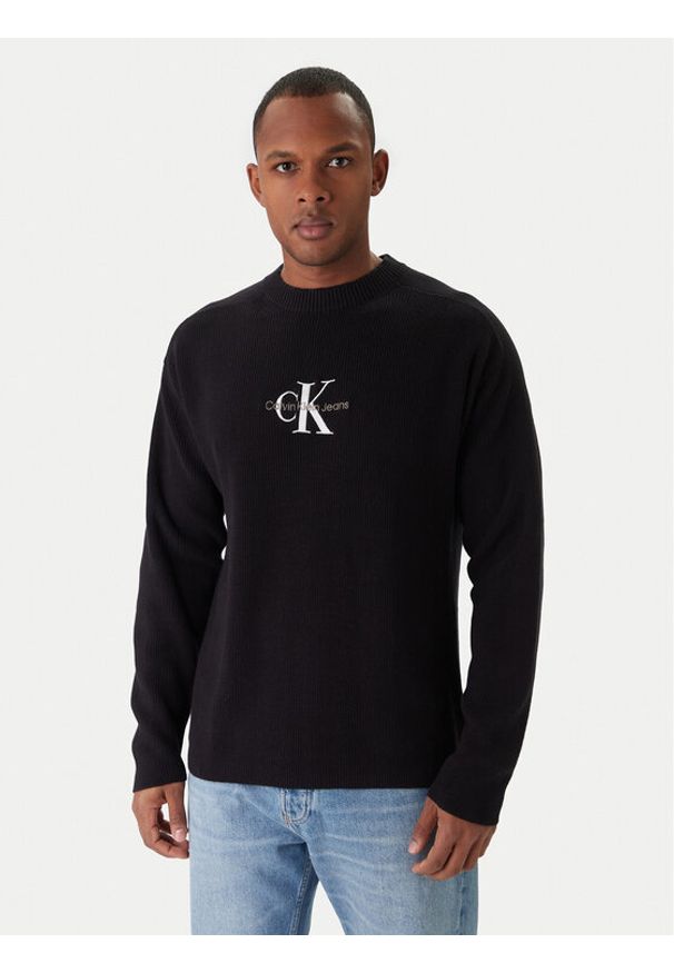 Calvin Klein Jeans Sweter J30J322460 Czarny Loose Fit. Kolor: czarny. Materiał: bawełna