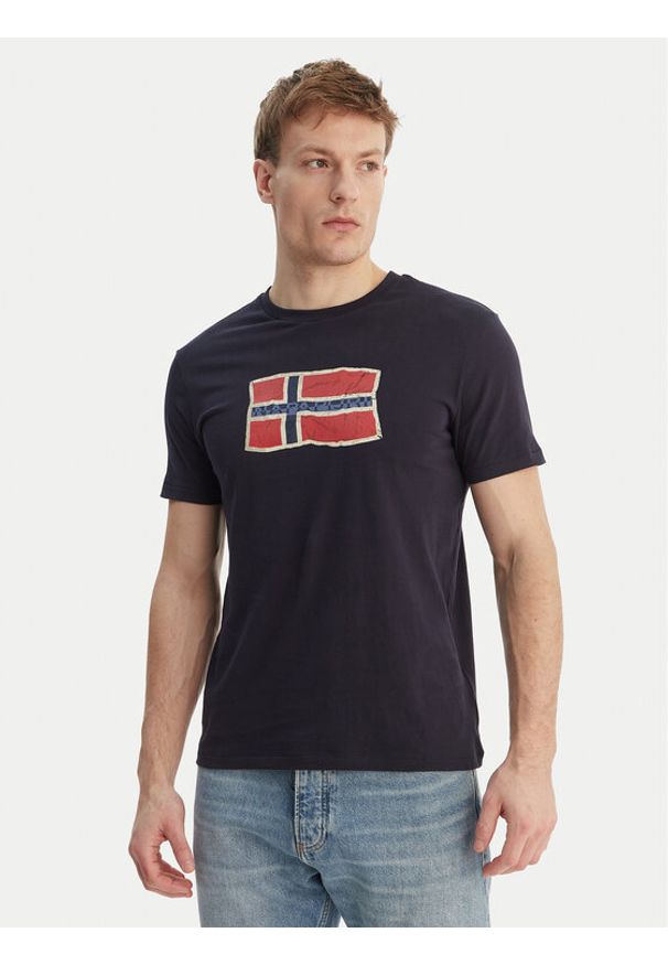 Napapijri T-Shirt S-Mahsa NP0A4FZB Granatowy Regular Fit. Kolor: niebieski. Materiał: bawełna