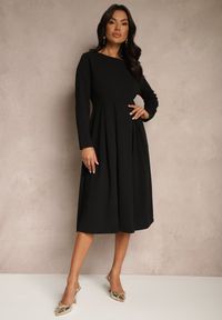 Renee - Czarna Rozkloszowana Sukienka w Eleganckim Stylu Temilissa. Okazja: na co dzień, na spotkanie biznesowe, na imprezę. Kolor: czarny. Typ sukienki: rozkloszowane. Styl: elegancki