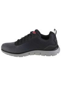 skechers - Buty do chodzenia męskie Skechers Track Ripkent. Zapięcie: sznurówki. Kolor: wielokolorowy, czarny, szary. Materiał: materiał. Szerokość cholewki: normalna. Sport: turystyka piesza