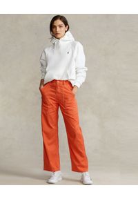 Ralph Lauren - RALPH LAUREN - Pomarańczowe spodnie damskie Twill Utility. Kolor: pomarańczowy. Materiał: dzianina. Styl: klasyczny