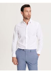 Reserved - Bawełniana koszula slim fit - biały. Kolor: biały. Materiał: bawełna