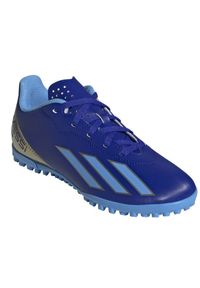 Adidas - Buty adidas X Crazyfast Club Messi Jr Tf ID0722 niebieskie. Zapięcie: sznurówki. Kolor: niebieski. Materiał: syntetyk, dzianina, włókno, materiał, guma. Szerokość cholewki: normalna. Wzór: ze splotem. Sport: piłka nożna