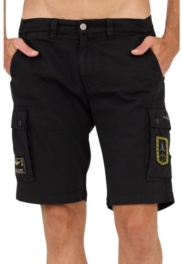 Aeronautica Militare - AERONAUTICA MILITARE Czarne męskie bermudy Frecce Tricolori, Rozmiar M. Kolor: czarny